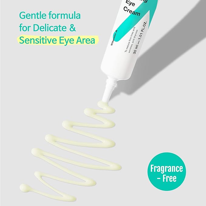 TIAM Vita A Bakuchiol Firming Eye Cream for Wrinkles, Anti-Aging, Dark Circles, and Puffiness, Fragrance-Free Under-Eye Treatment, 1.01 FL.OZ. / 30ml