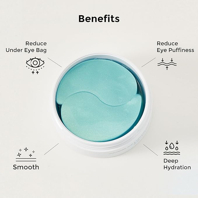Under Eye Patches Caffeine & Hyaluronic acid (60pc), Eye Patches for Puffy Eyes, Dark Circles, Under Eye Bags, Fine Lines ㅣ Paraben free, Korean Skincare