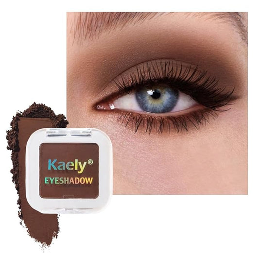 Kaely Pressed Single Eyeshadow Makeup, Coffee Matte Highly Pigmented Monochrome Eye Shadow Palette, Waterproof Neutral Powde Mini Eyeshadow, sombras para ojos, Lightweight Blendable, 09