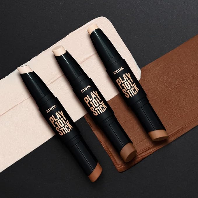 ETUDE Play 101 Stick Contour Duo #2(21AD) | Creamy Shading and Highlighter Duo for Easy Contouring Makeup | Kbeauty