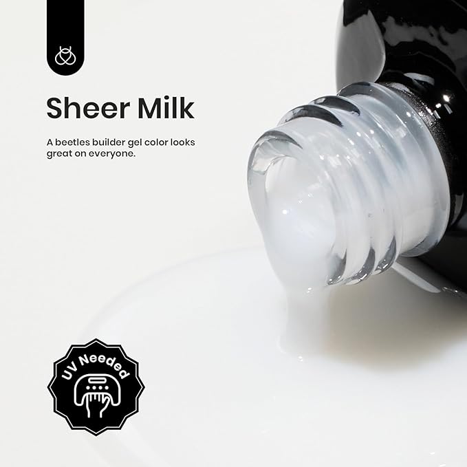 Beetles Builder Gel for Nails -15ml 7 in 1 Milky White Nail Strengthener Gel for Building Apex & Nails Extension DIY Salon Nail Art Design Beauty Gift Sets for Mom Women