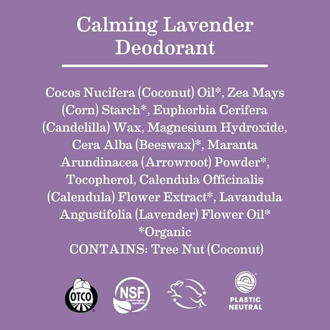 Earth Mama Calming Lavender Deodorant | Safe for Sensitive Skin, Pregnancy and Breastfeeding, Contains Organic Lavender, Calendula and Coconut Oil, No Baking Soda or Aluminum, 2.65-Ounce