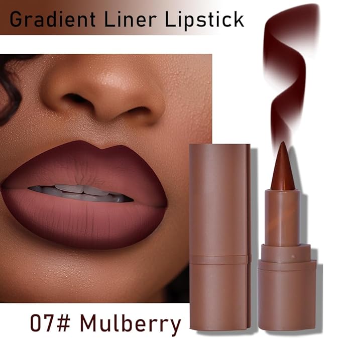 2-in-1 Gradient Lip Liner and Lipstick Lip Combo Set - Achieve Flawless Contour and Gradual Ombre Effect with Easy-to-Use Crayon Form and Cone Tip (07# Mulberry, 1 Count (Pack of 1))