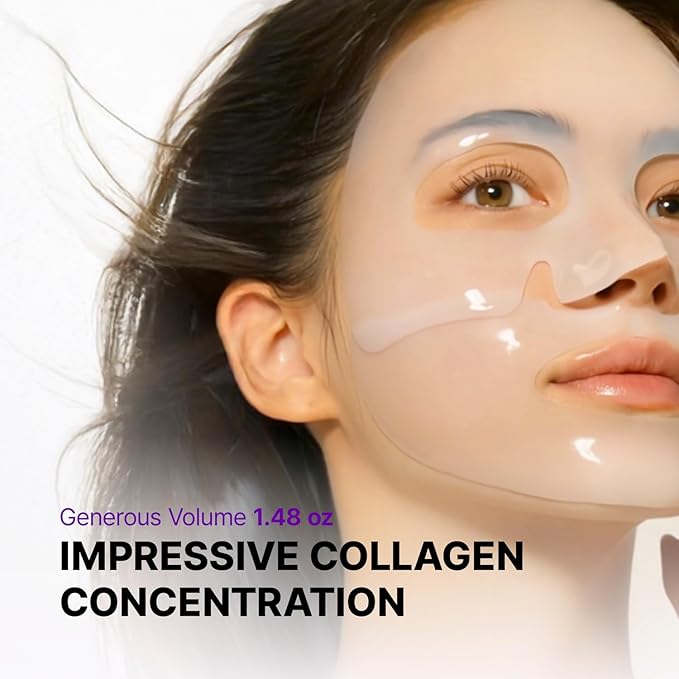 Super Glow Deep Collagen Hydrogel Mask 1.48 oz × 8 Sheets, 5,000,000ppb Hydrolyzed Collagen, Elasticity, Wrinkle Care & Radiance, Overnight K-Beauty Mask (8 Count (Pack of 1))