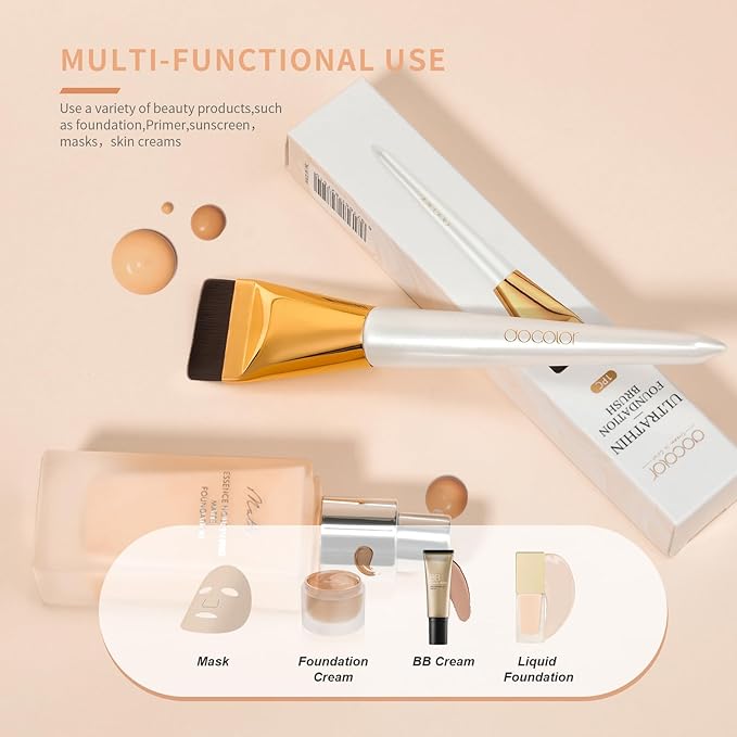 docolor Flat Foundation Brush for Liquid Makeup,Ultra Thin Liquid Foundation Brushes Premium Makeup Face Brush for Blending, Cream, Thin Foundation Brush Makeup Tool Face Foundation Flat Brush
