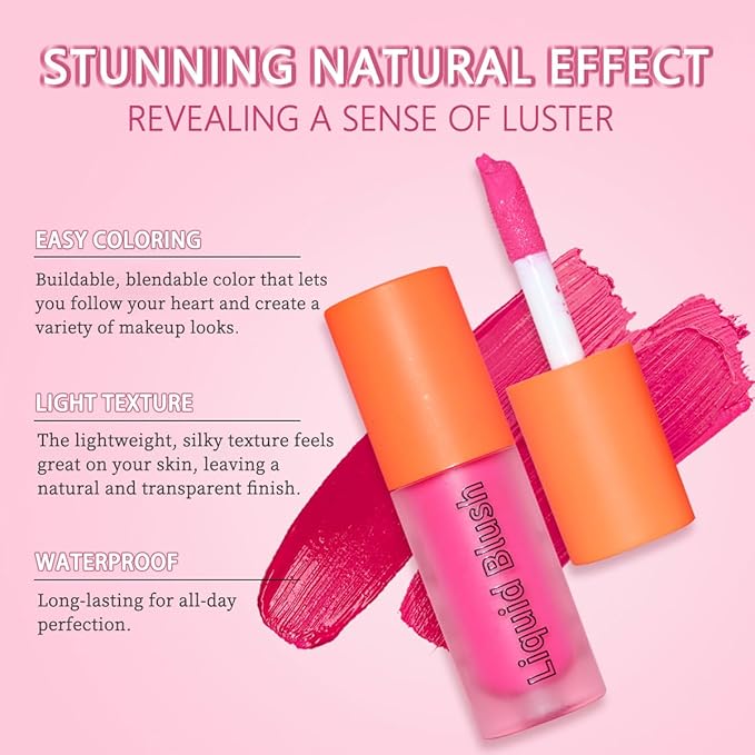 Liquid Blush, Long-lasting & Blendable Liquid Blush for High-Pigment Color, Achieve a Soft, Dewy, Healthy Natural Finish (04-Withered Rose, 0.2 Ounce)