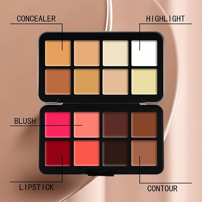 16 Color Cream Makeup Palette, Blush Concealer Highlighter