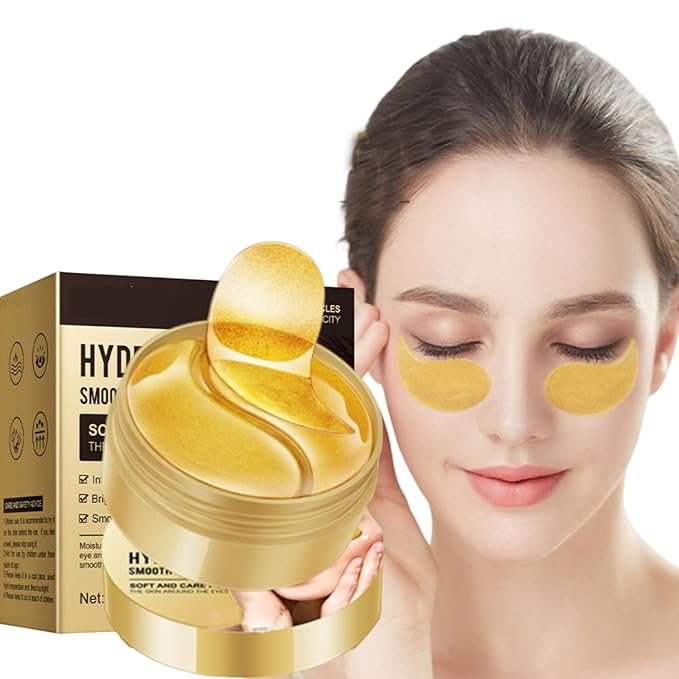 Under Eye Patches, 24K Gold Eye Mask, Reduce Puffy Eyes, Dark Circles, Eye Bags, Eye Patches with Collagen, Anti-Aging Rejuvenating Moisturizing Skin Care for Anti-Wrinkle Eye Masks 60PCS