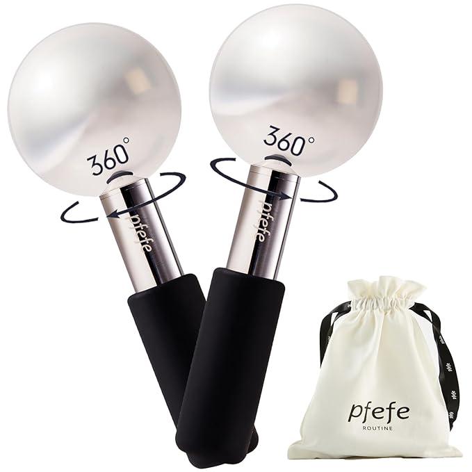 360 Rotating Ice Globes for Face & Eyes, Unbreakable Stainless Steel Cryo Sticks for Beauty Routines, Facials Cold Roller Colling Globes for Puffiness, Wrinkles, Dark Circles, Headaches