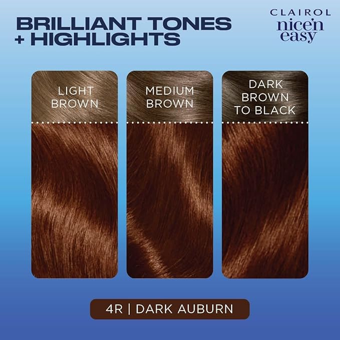 Clairol Nice'n Easy Permanent Hair Dye, 4R Dark Auburn Hair Color, Pack of 1