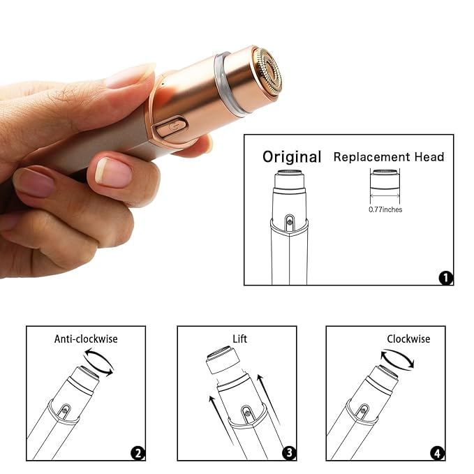 Generation 3 Replacement Heads for New Version Flawless Finishing Touch Facial Hair Remover, 5 Pack