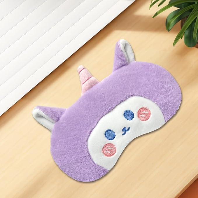 PERFECTSIGHT Sleep Eye Masks, Cute Plush Sleep Eye Cover Lightweight Adjustable Eyeshade Faux Fur Mask Cover for Women Men Sleep Travel Nap, Purple Unicorn