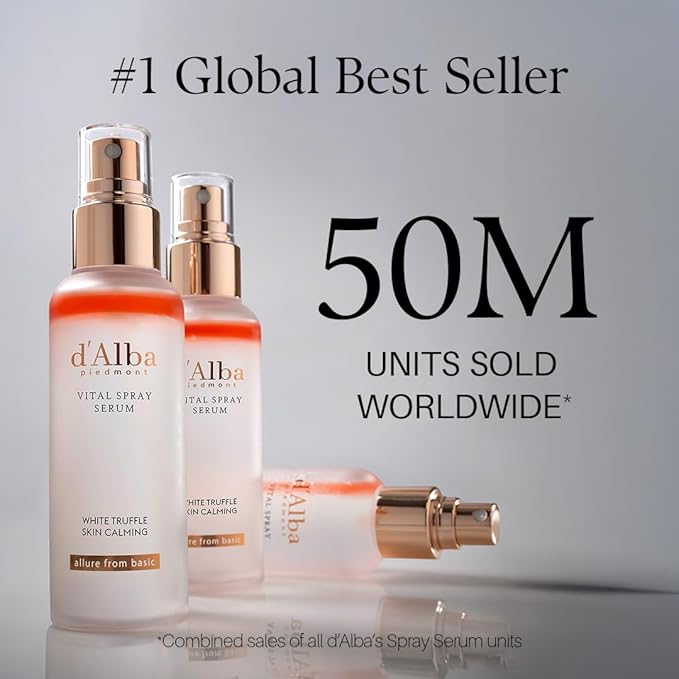 d'alba Piedmont Italian White Truffle Vital Spray Serum, Vegan Skin Care, Calming and Hydrating Facial Mist for Red and Sensitive Skin, Glow Serum, Surfactant Free, All in One, Korean Skin Care