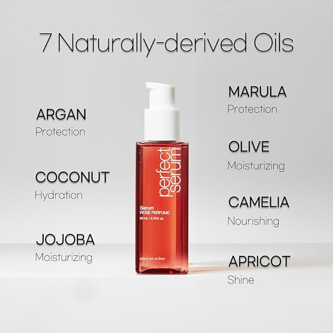 Mise En Scene Perfect Rose Perfume Serum - Korean Hair Essence with Rose Scent, Argan Oil for Damaged Hair Care, 2.70 fl. Oz