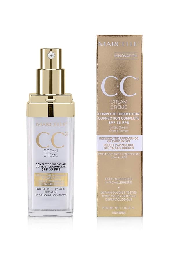 Marcelle CC Cream SPF 35, Golden Glow Universal Tint, Skin Enhancer, Paraben-Free, 1 Fl. Oz.