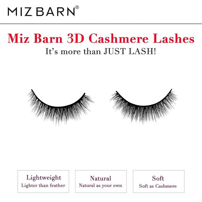 Miz Barn Lashes 5 Pairs Cat Eyes Wispy Lightweight Natural 3D Cashmere Soft Long Extension Eyelashes Pack Handmade Luxurious Volume Fluffy False Eyelashes (CF109)
