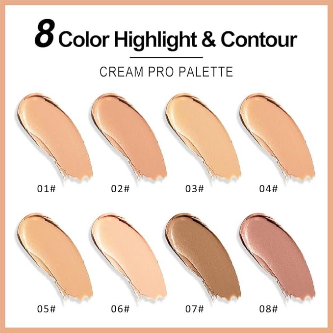 Professional Light to Medium to Dark Color Correcting Cream Contour Concealer Highlight Palette, Full Coverage Makeup Palet for Correct Dark Circles, Red Mark, Scar, etc,Waterproof-8A