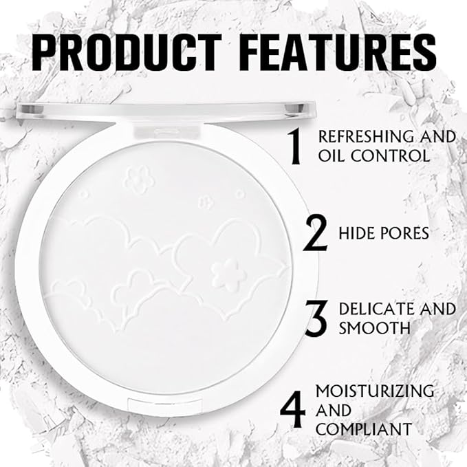 Face Oil Control Pressed Setting Powder-Clarifying Finishing Powder,Waterproof Long Lasting Translucent Powder Setting Powder Makeup,Blurs Fine Lines&Imperfections,Suitable for All-Day Use