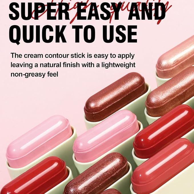 Soft Creamy Highlighter Blush Stick, Silky Smooth Shimmer