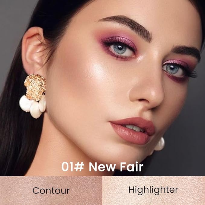 evpct 2in1 Face Shaping & Contouring Stick Cream Contour Concealer Bronzer Stick Makeup Kit for Beginner Face Highlighter Makeup Stick contorno maquillaje de maquillaje profesional, 01 NEW Fair