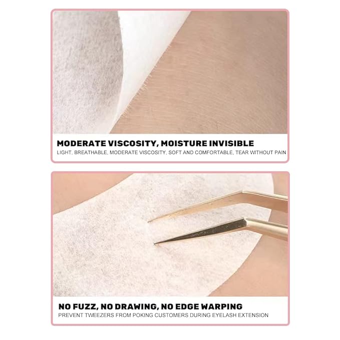 M J Joymay 50 Pairs Eyelash Extension Under Eye Gel Pads Pink Hydrogel V-Cut Natural Lint Free Eye Patches, Premium Eyelash Extension Supplies & Beauty Tools Stick Well(White)
