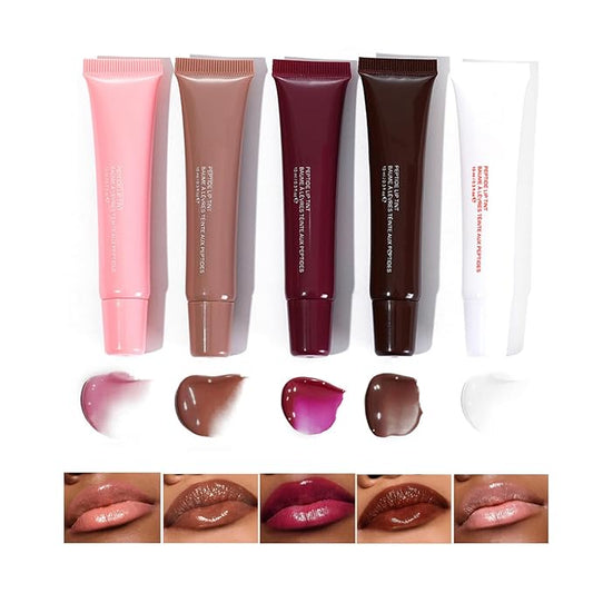 5 Colors Mirror Lip Glaze, Plumping Hydrating Gloss, Long-Lasting Moisturizing Non-Sticky Oil, Quick Full Lip Color
