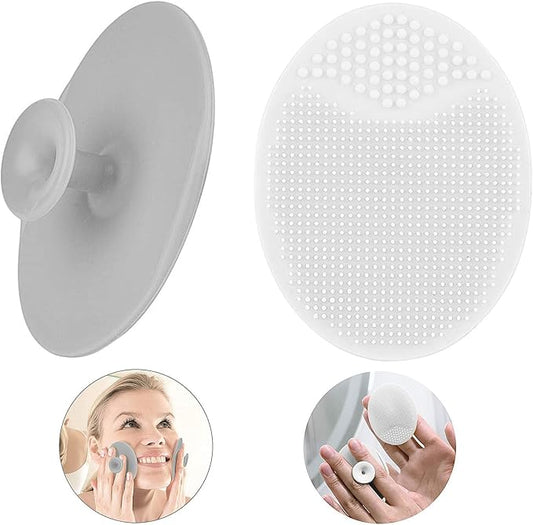 Silicone Face Scrubbers Exfoliator Brush-Facial Cleansing Pads Precision Pore Cleansing Pad Acne Removing Face Brush-2 Pack, Grey and White