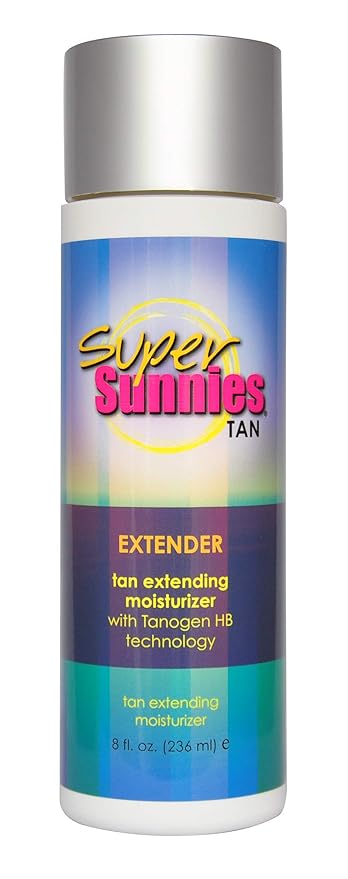 Super Sunnies Tan Extender Moisturizer Lotion with Tanogen HB for Indoor Tanning Beds & Sunless Tanning, Enriched with Aloe & Hawaiian Coconut Oil, Jojoba Oil & Nuts 8 oz.