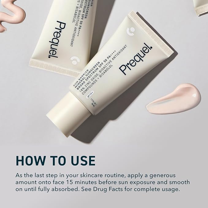 Skin Sun Barrier Mineral Sunscreen SPF 50. PA++++ Broad Spectrum Zinc Oxide Sunblock with Semi-Transparent Lightweight Texture. Moisturizing UV Defense for Face. Travel Size, 1.7oz