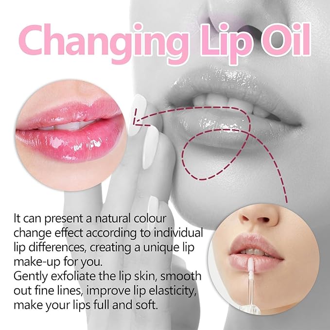 3 Pcs Magic Color Changing Lip Oil,Long-Lasting Wear Lip