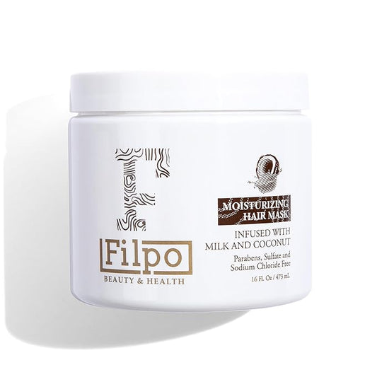 FILPO Coconut Milk Hair Mask - Deep Conditioning with Coconut Oil and Argan Oil for Dry, Damaged, Curly Hair Growth & Sulfate Free Hair Care