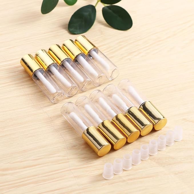 10 Pcs Gold Clear Round DIY Empty Lipstick Gold