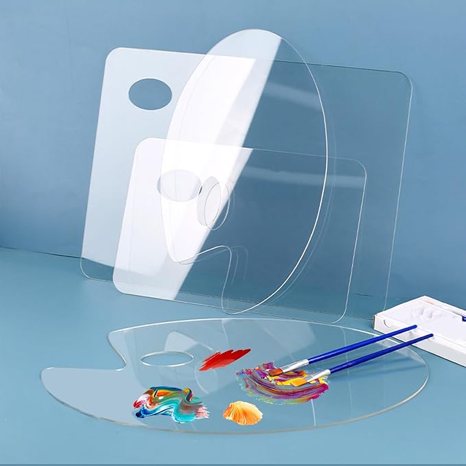 5PCS Acrylic Paint Palette Clear Paint Pallet,Transparent Non-Stick