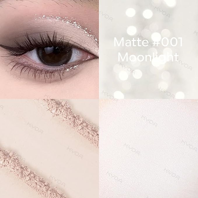 KYDA Single Matte Eyeshadow - Sheer Off White Vanilla, Ultra-fine Lightweight Powder, Brightening Primer, Multiuse Blendable Eyes Makeup, Moonlight