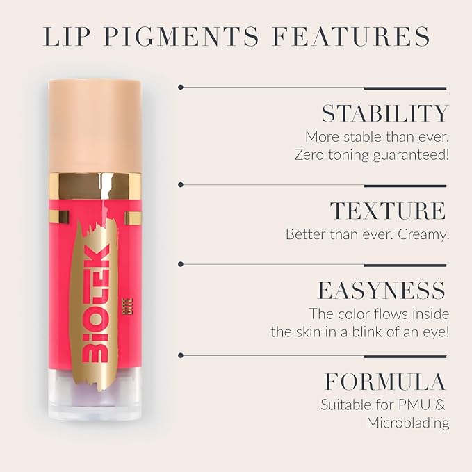Biotek Lip Pigment for Permanent Makeup - Bright Hot Pink Lip Color - Made in Italy - Bite 0,61 fl.oz.