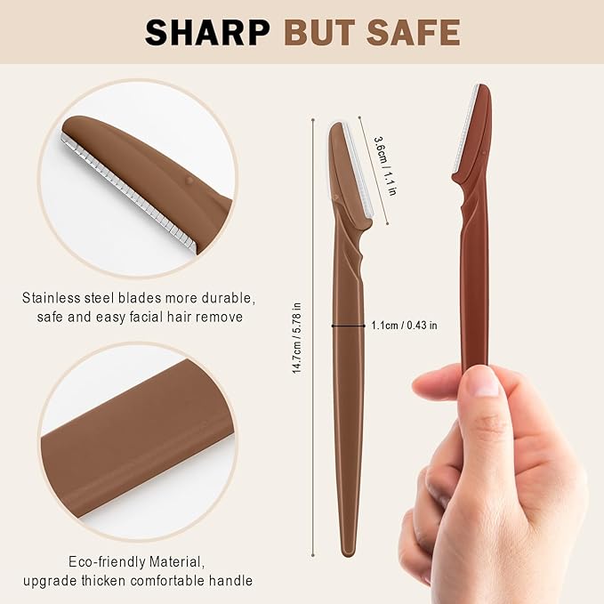 D Dermaplane Razor for Women Face - 18PCS Face Razors for Women - Eyebrow Razor with Precision Cover - Dermaplaning Tool for Face - Face Shaver for Women - Facial Hair Removal for Women - Neutral