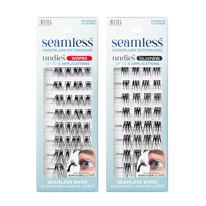 Ardell Seamless Extensions Refill Kit, Wispies And FauxMink Combo Pack, 32 Assorted Lengths False Eyelashes, DIY Lash Clusters, Eyelash Extensions