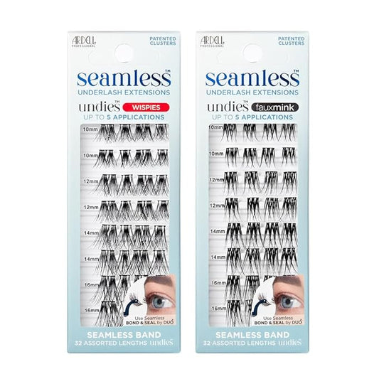 Ardell Seamless Extensions Refill Kit, Wispies And FauxMink Combo Pack, 32 Assorted Lengths False Eyelashes, DIY Lash Clusters, Eyelash Extensions