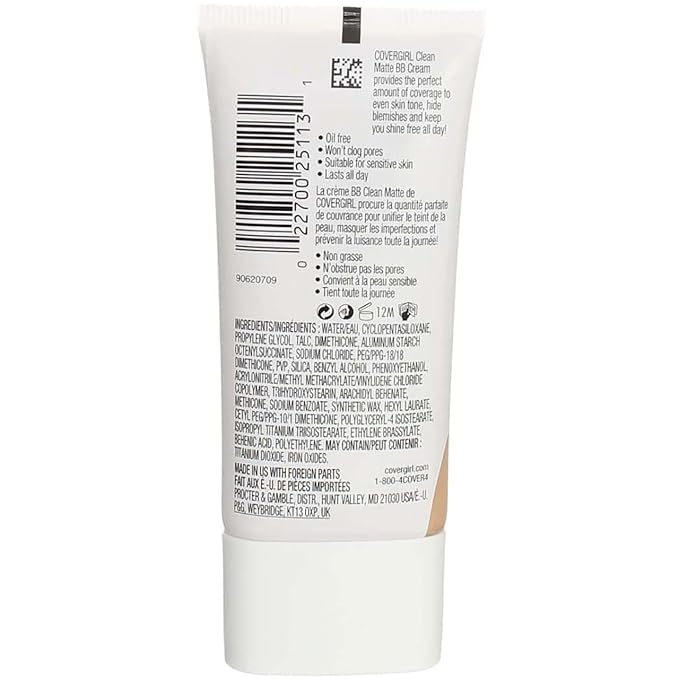 COVERGIRL - Clean Matte BB Cream, Oil-Free, Long-Lasting, 100% Cruelty-Free
