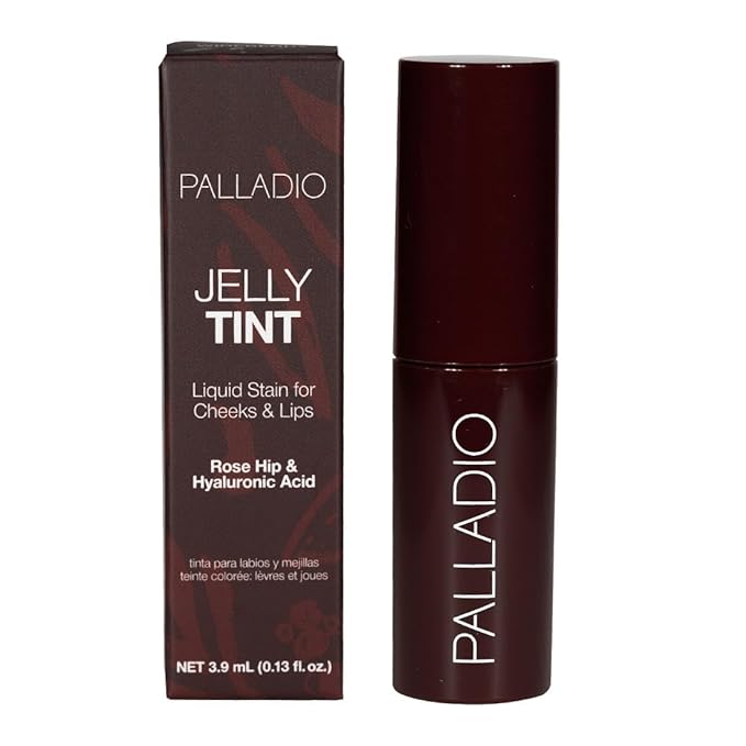 Palladio Jelly Tint, Liquid Stain for Cheeks & Lips, Vivid Color Lip Stain, Lightweight Non-Sticky and Transfer-proof, Natural Finish Makeup, Wineberry