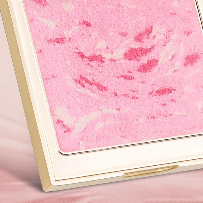 CATKIN Powder Blush for Cheek Blusher Natural Shimmering Blush & Highlight 2 in 1 Creamy Blendable Baked Blush Palette 10g C01 Drunk in Blossom