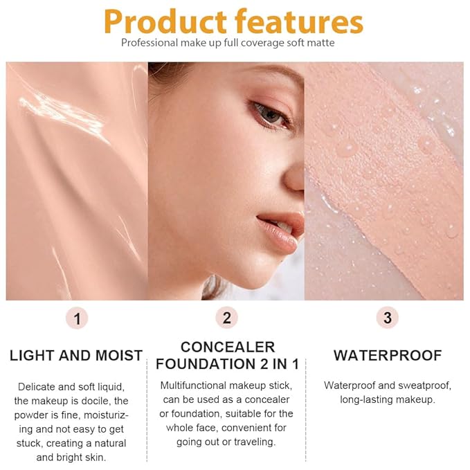 2 Pack Liquid Foundation Cream with Foundation Brush