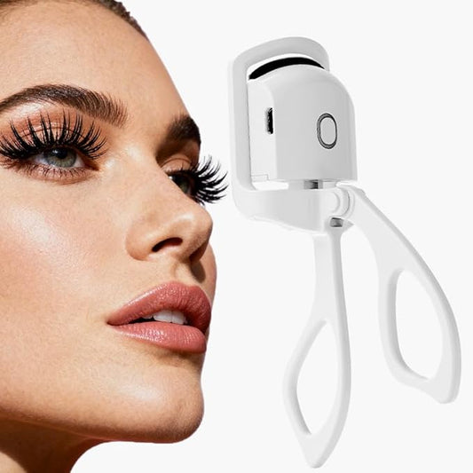 Electric Eyelash Curler, Mini Portable Design, White, 15s Quick Heat, 2-Temperature Control, Anti-Burn Protection, for Women