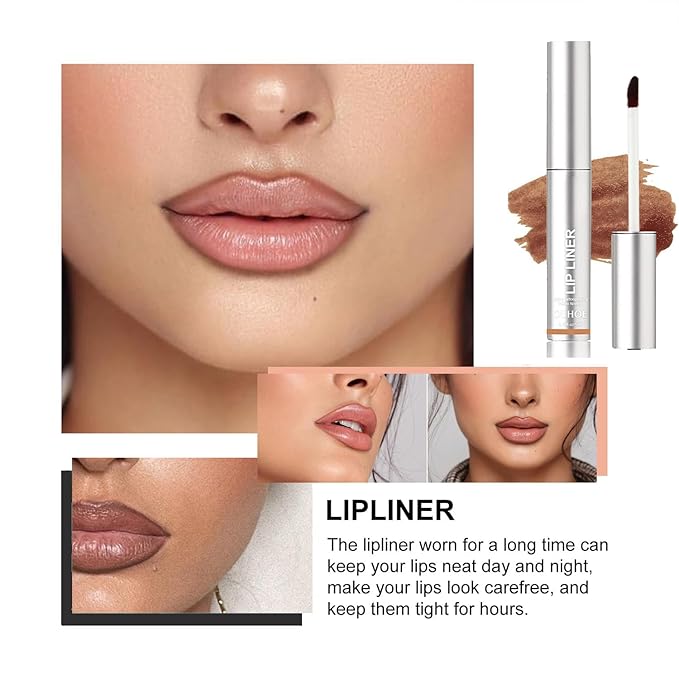 3PCS Peel Off Lip Liner, Light Brown/Dark Brown/Burgundy Light