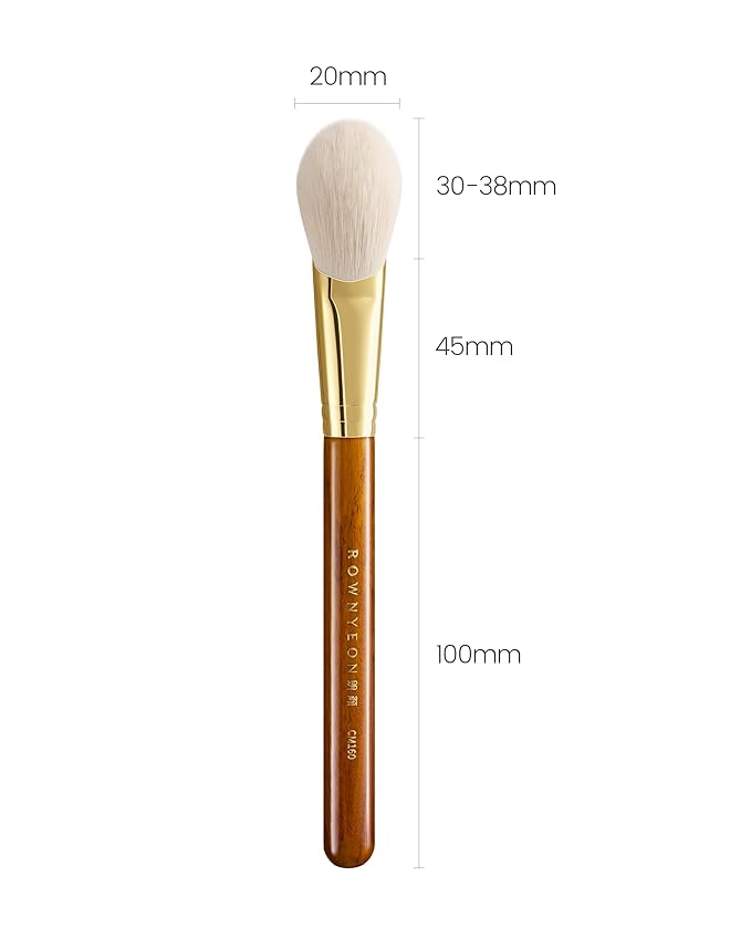 Desert Oak Series CM 160 Angled Blush Brush for Cheeks – Ideal for Powder & Cream Blush, Golden Brass Ferrule, Ebana Bubinga Handle, Soft Nylon Bristles