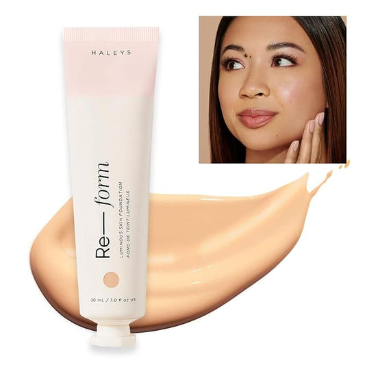 HALEYS Re-form Luminous Skin Foundation, VEGAN + CRUELTY-FREE, Blurs, Conceals, Blendable, Buildable Med-to-Full Coverage, Weightless, Oil-free, All-Day Wear, Hyaluronic Acid, All skin types (3.25)