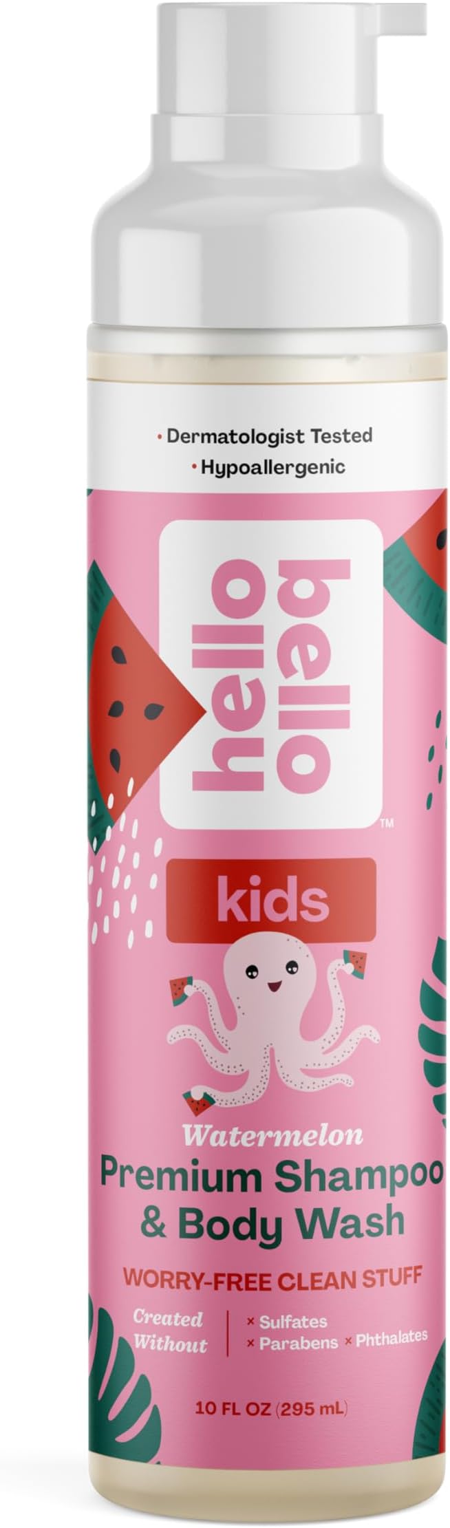 Hello Bello Watermelon Shampoo and Body Wash, Hypoallergenic, Dermatologist and Pediatrician Tested Formula for Babies and Kids, 10 FL Oz (Packaging may vary)