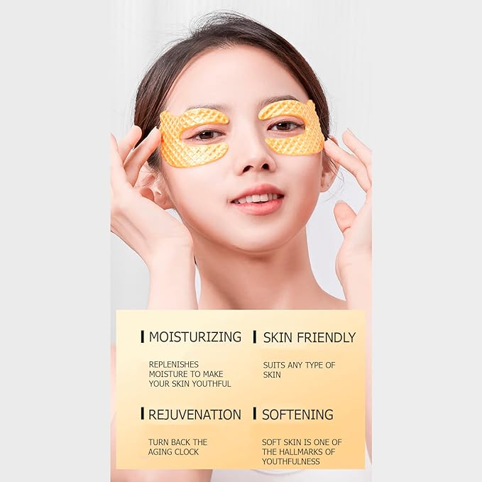 BIOAQUA Gold Elastic Soft Crystal Gel Eye Mask Hydrates Nourishes Moisturizing Face Skin Around The Eyes 12g x 5pcs