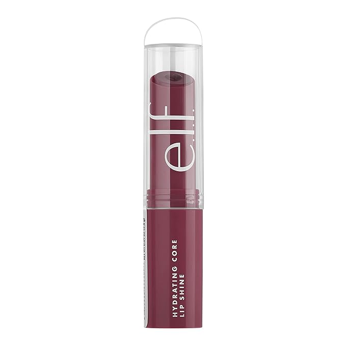 e.l.f. Hydrating Core Lip Shine, Conditioning & Nourishing Lip Balm, Sheer Color Tinted Lip Moisturizer, Delightful, 0.09 Oz