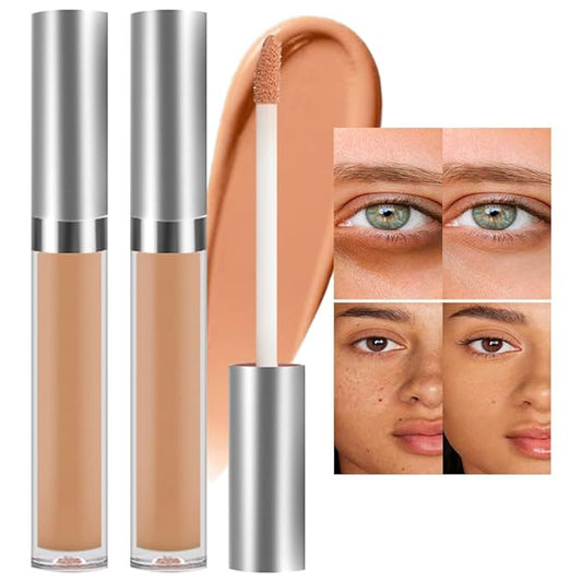 Kaely 2Pcs Hydrating Concealer Wand,Full Coverage Liquid under Eye Concealer,Long Lasting Waterproof Primer Makeup for Dark Circles and Puffiness Trouble Spots Redness,Eye Ring corrector de ojeras 05